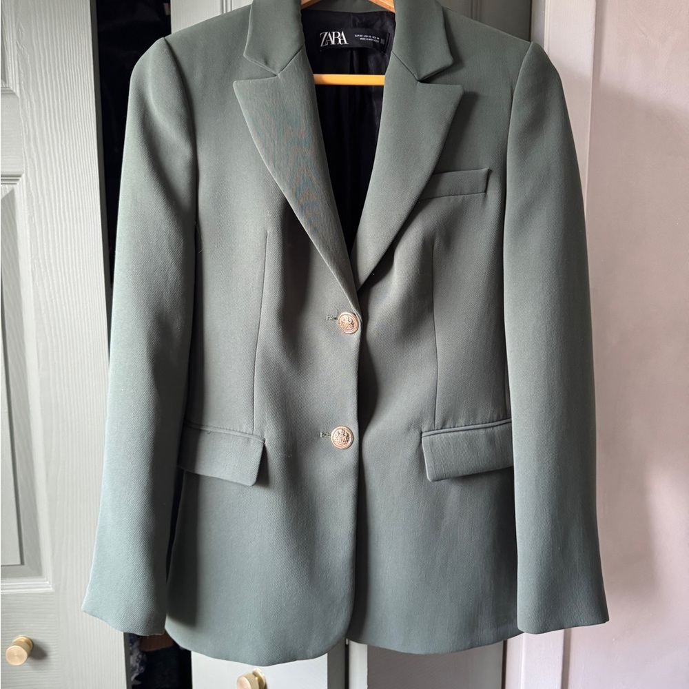 Zara Tailored Blazer in Dusty Sage Green